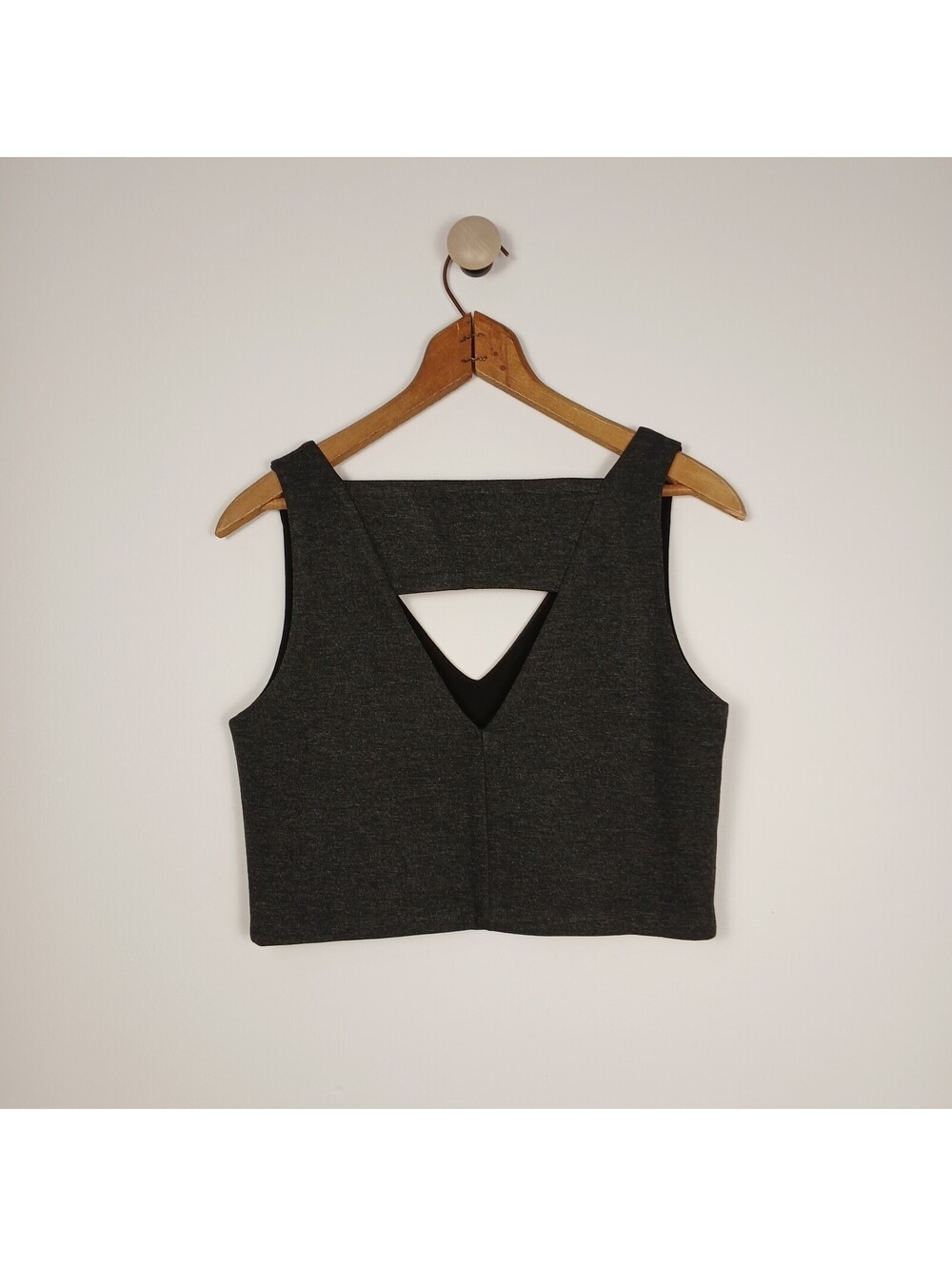 Eve Lavoie Crop Top Women Small Charcoal Open Back Montreal Designer - Picture 3 of 6